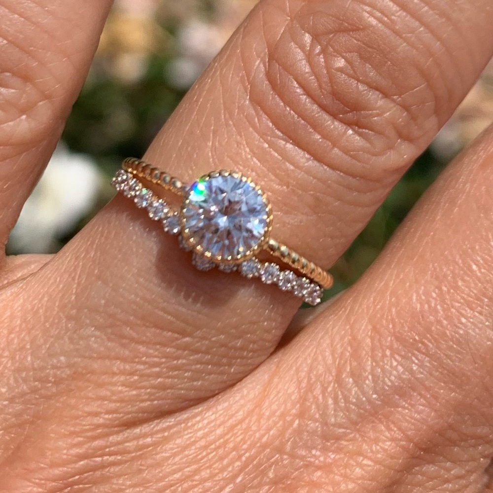 14k yellow gold engagement ring Wedding band Size 7